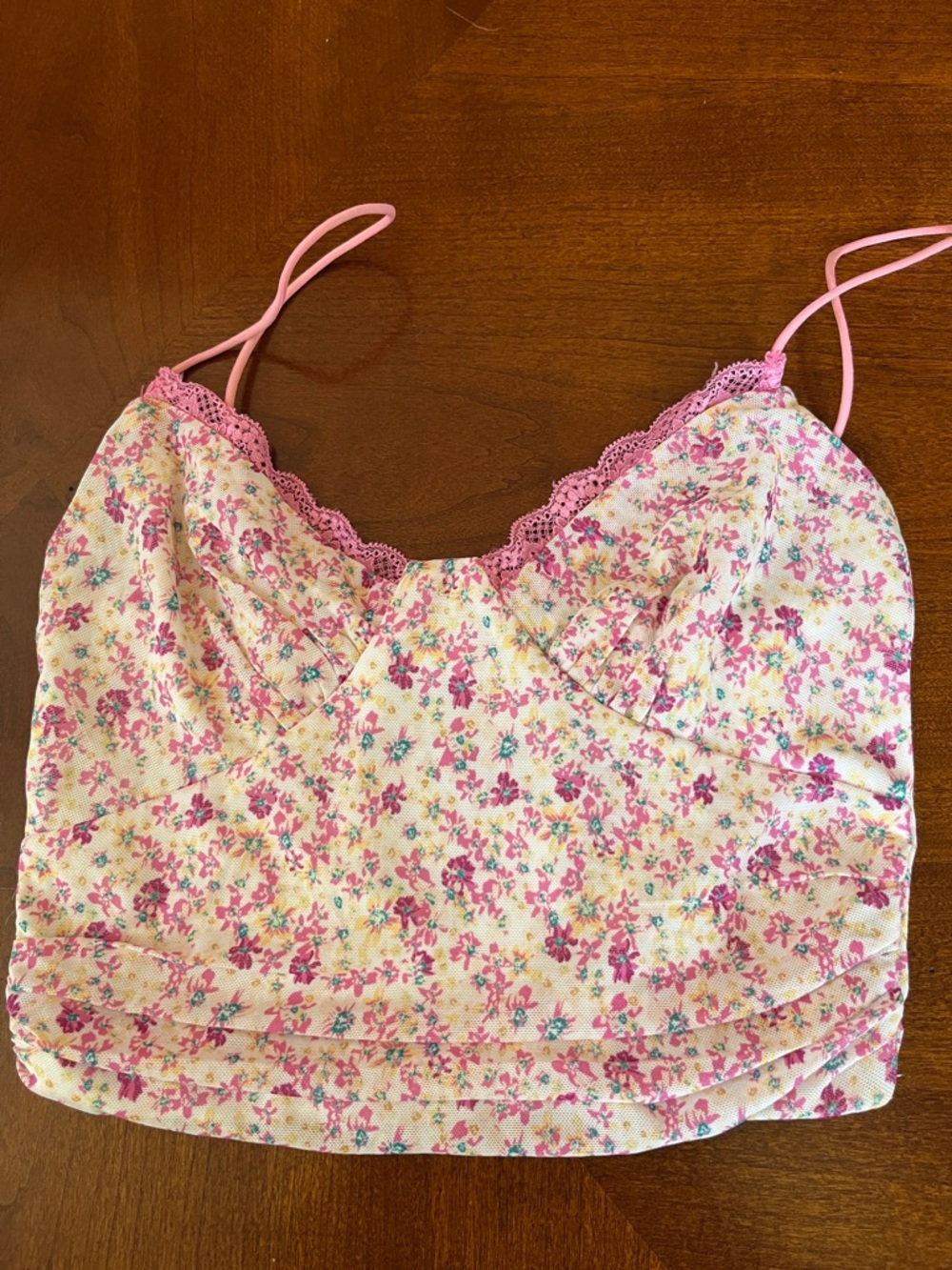 Princess Polly Pink Floral Lace-Trim Crop Top